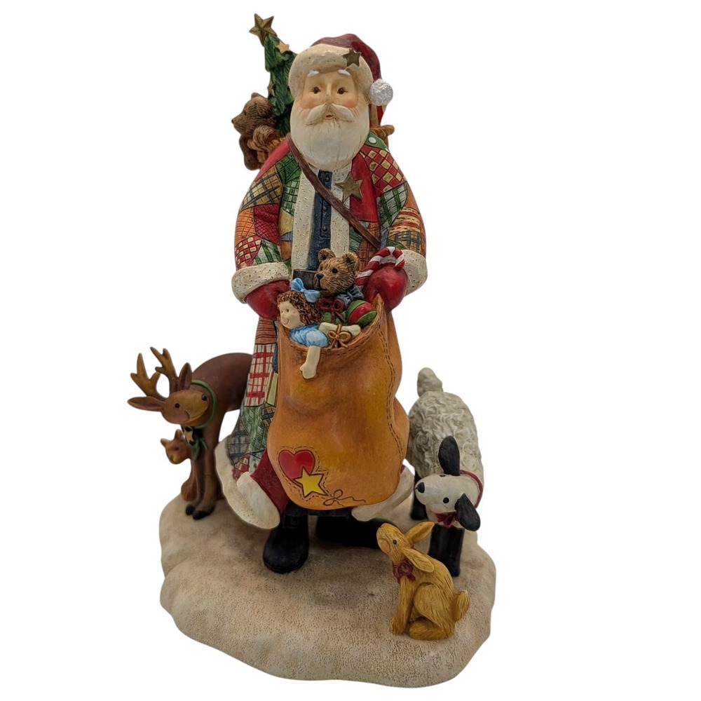 Lang and Wise Figurine Santas Generosity Patchwork Coat Box 1999 Ellen Stouffer - Picture 3 of 11